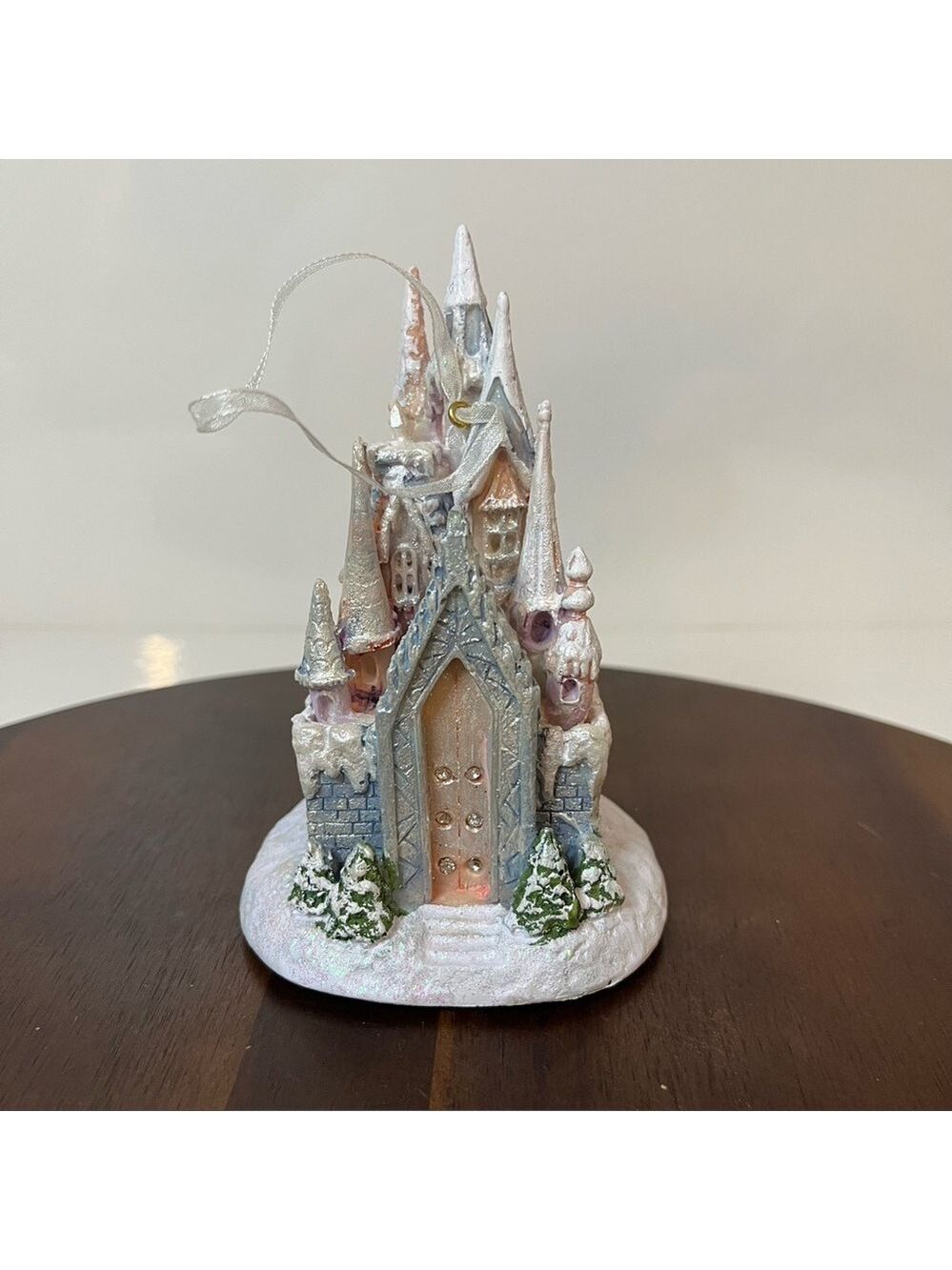 Fantasy Pastel Castle 5" Battery Operated Blue Pink & White Snowy Ice Castle